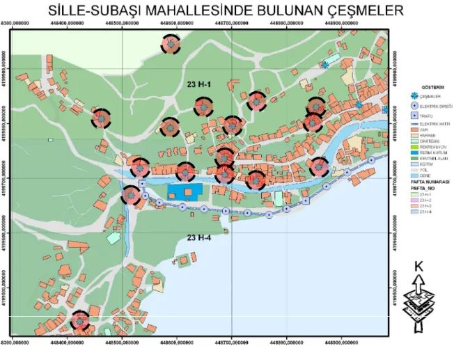 Şekil 4.5.1.1. Sille-Subaşı Mahallesinde Bulunan Çeşmeler