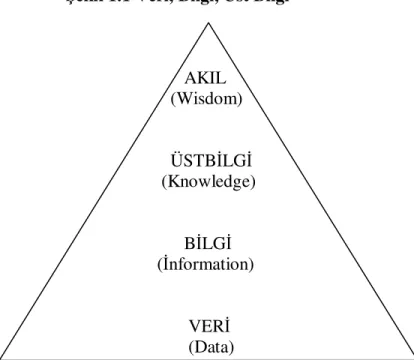 Şekil 1.1 Veri, Bilgi, Üst Bilgi                                                                                 AKIL                                     (Wisdom)                                     ÜSTBİLGİ                                   (Knowledge)   