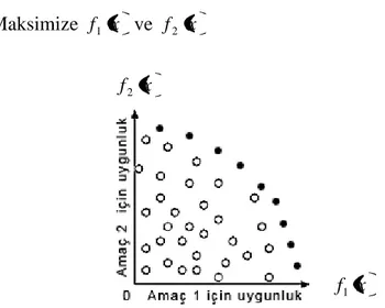 Şekil 3.1. BastırılmamıĢ çözümler (kapalı çemberler) ve bastırılmıĢ çözümler (açık çemberler) 