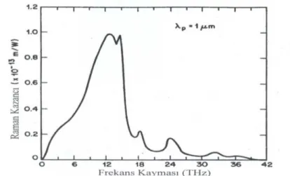 Şekil 3.2 Erimiş silika için ölçülen Raman kazanç spektrumu 