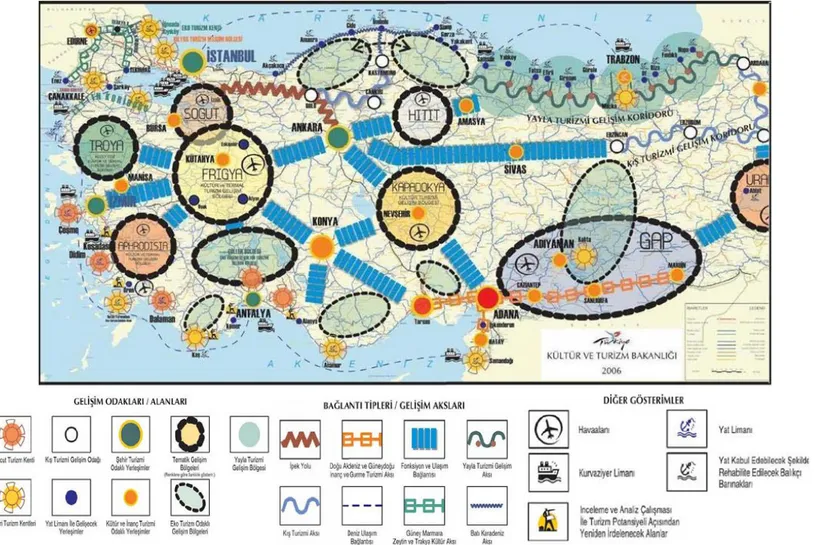 Şekil 2.3  Türkiye turizm stratejisi 2023 kavramsal eylem planı haritası ve harita işaretleri (URL 4)