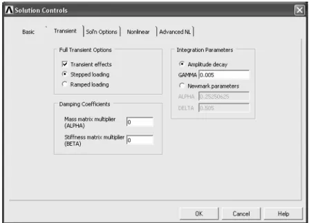Şekil 6.8  Solution Controls menüsünde transient analiz için artış adımlarının               belirlendiği menü 