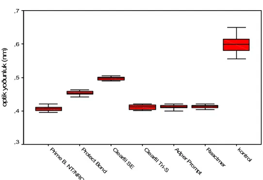 Grafik 4.1.3.2  L 929 hücreleri üzerine uygulanan %10’luk konsantrasyondaki bağlayıcı  sistemlerin optik yoğunluk değerleri 