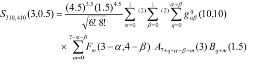 Çizelge 3.1 :  S 310 , 410 ( 3 , 0 . 5 )  overlap integralinde gerekli  g αβ q  katsayıları  