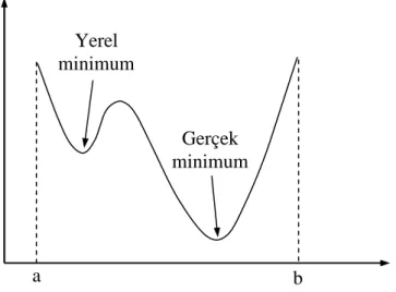 Şekil 4.7. Yerel minimum ve gerçek minimum 
