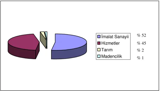 Şekil 1: Türkiye’de İzin Verilen Toplam Yabancı Sermayenin Sektörel   Dağılımı 1980-2002 