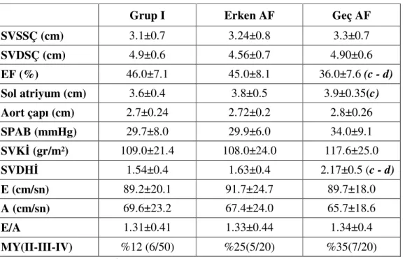 Tablo 4.5: Ekokardiyografik değerler 