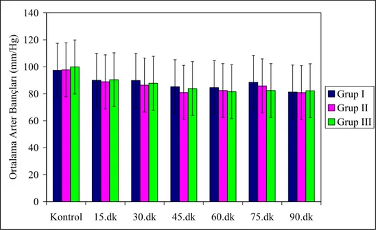 Grafik 1: Ortalama arter basınçları  (Ort ± SS) 