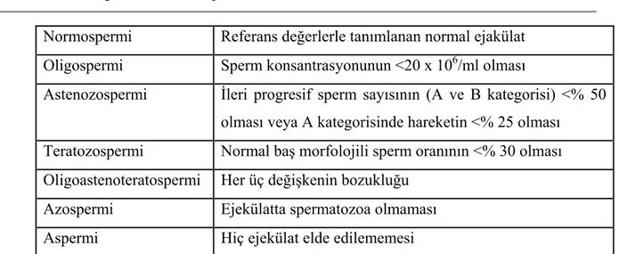 Tablo 2. Sperm terminolojisi 