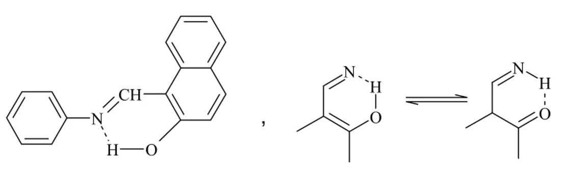 Şekil 1.2.7. Salisilaldehit ve o-nitrofenolde molekül içi hidrojen bağı oluşumu 