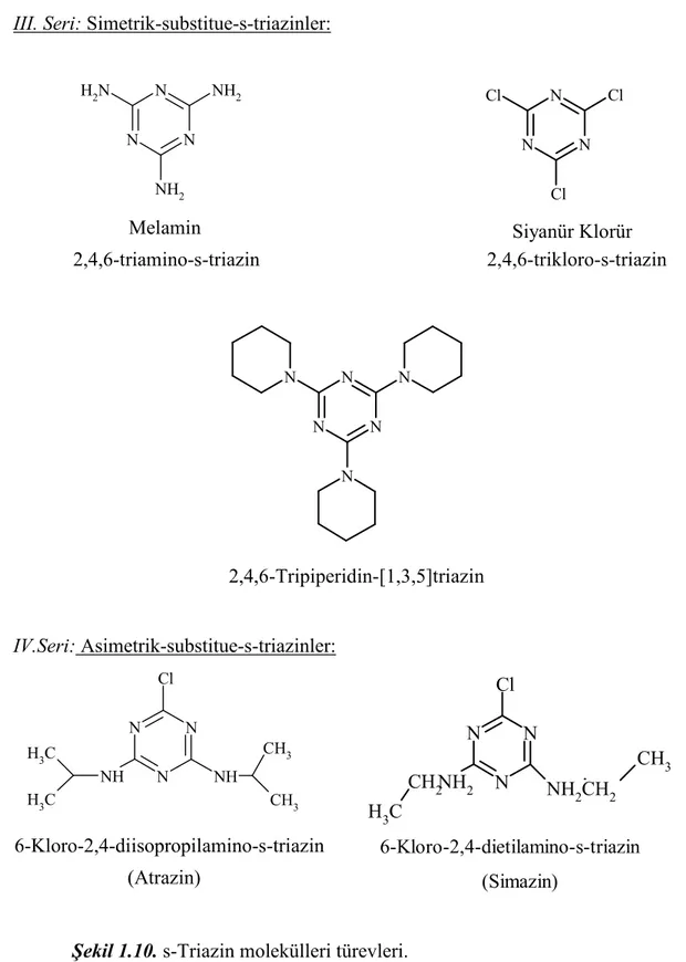 Şekil 1.10. s-Triazin molekülleri türevleri. 