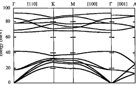 Şekil 7. Würtzite yapıdaki GaN kristalinin fonon dispersiyon eğrileri 