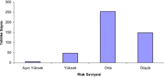 Şekil 4.1. Tanımlanan Tehlikelerin Risk Seviyelerine Göre Dağılımı 