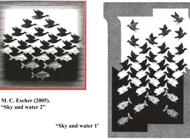 Grafik  sanatçısı  Escher’in  bu  kompozisyonu  kullanılarak  oluşturulup,  uçuş  teması  ile  ilintilendirilen bu otomobil reklamı örneği ilginç bir etkilenmedir