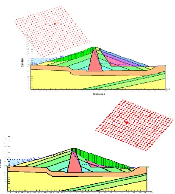 Figure 6. Rapid Drawdown analysis in upstream and downstream of dam with a height  of 62 meters