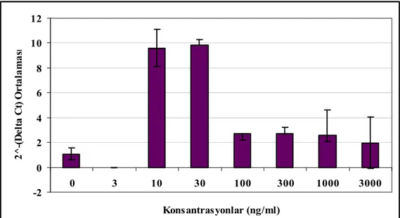 Şekil 4.27 P. gingivalis LPS uygulaması sonrası GF hücrelerinde 3. gün IL-1β’nın mRNA  ekspresyonları ortalamaları ve % 95’lik güven aralıkları 