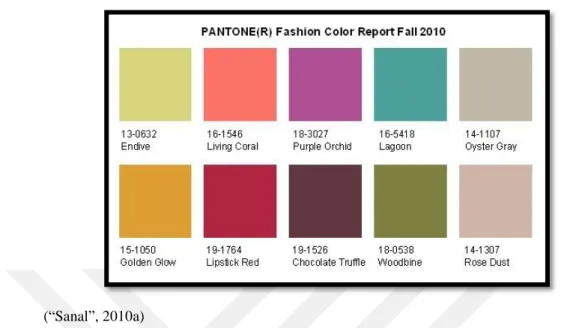 Şekil 5: 2010 Pantone kış sezonu renk dağılımları 