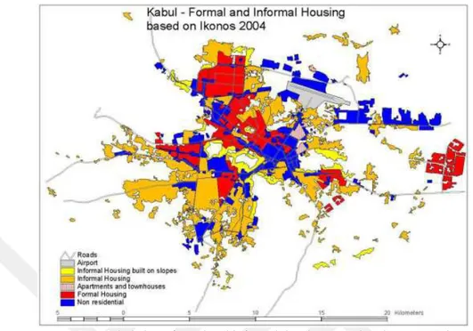 Figure 2.4. Kabul city’s formal and informal development situation 2004 (The World Bank,  2009) 
