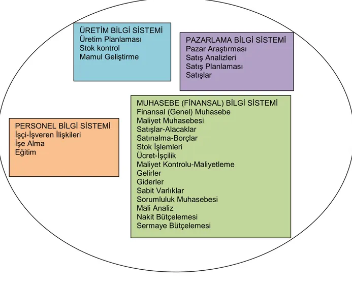 Şekil I. 4 Temel Yönetim Bilgi Sistemleri ve Alt Bilgi Sistemleri 