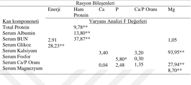 Çizelge .1.4. Rasyon-Metabolt İlişkisi(Lee 1978). 