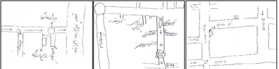 Figure  1.  The  samples  of  the  residents'  cognitive  maps  (Alinam,  2014)