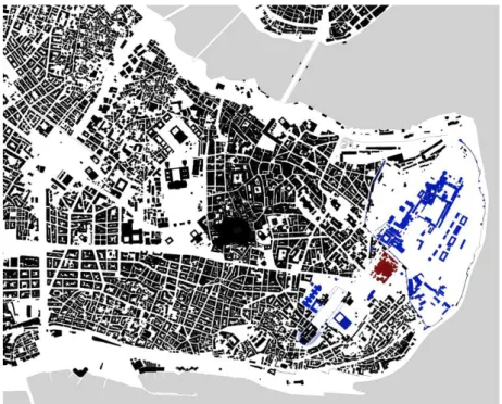 Figure  7.  The  constructions  which  have  taken  Hagia  Sophia’s  location  as reference (Nur, 2016)