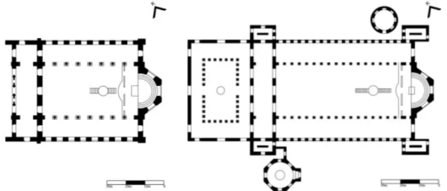 Figure  9.  1st  Church  and  2nd  Church Plans (Başgelen, 1994; Nur,  2016) 