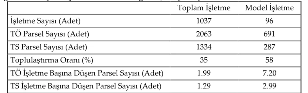 Çizelge 2. Model şahıs işletmelerine Ait Bulgular ( Findings belongs to the individual enterprises selected as models) 