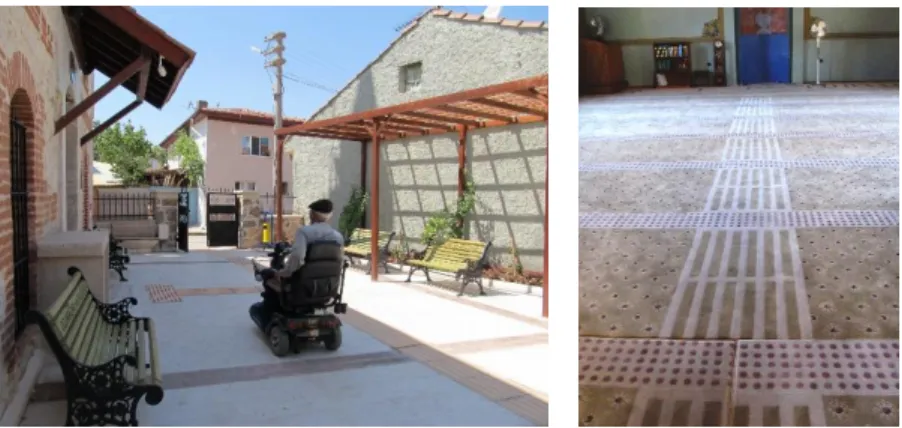 Figure  9-10.  Tactile  surface  for  visually  impaired  in  the  courtyard  and interior space of the mosque