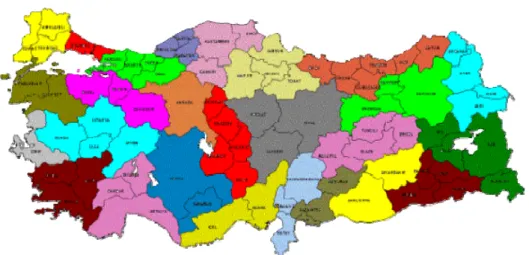 Figure 1. Regions in Turkey according to NUTS II classification 