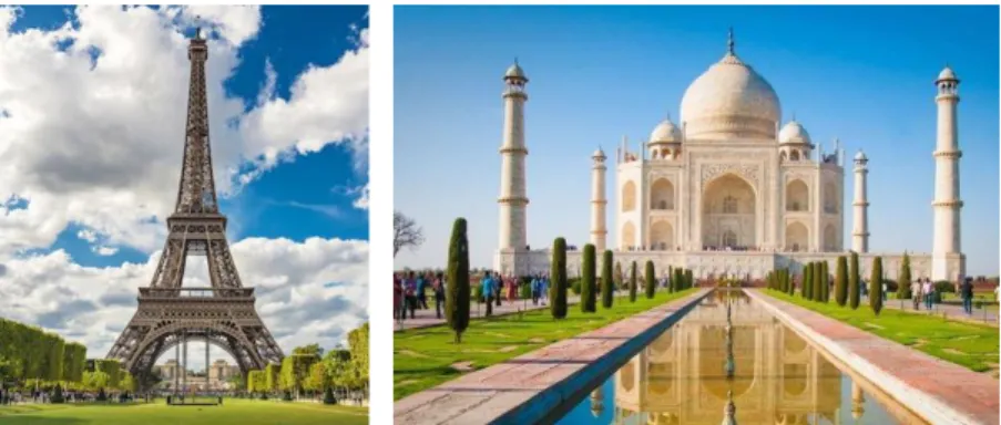 Figure 1. Eiffel Tower-Paris/France  and  Taj  Mahal-Agra/India  (URL-1; 