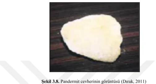 Şekil 3.8. Pandermit cevherinin görüntüsü (Dırak, 2011) 