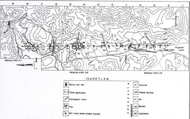 Şekil 3. Tünel güzertgahı jeoloji haritası. 
