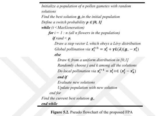 Figure 5.2. Pseudo flowchart of the proposed FPA 