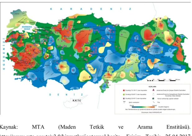 Şekil 1. Jeotermal Kaynaklar Haritası 
