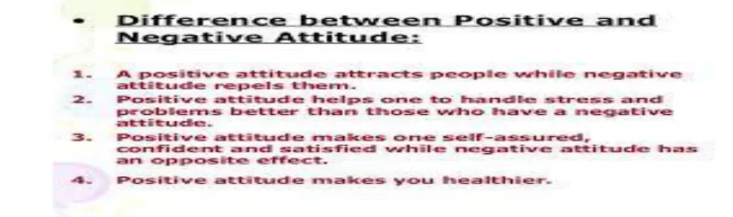 Figure 1. Difference between positive and negative attitudes (Chandok, 2013)  2.1.2.3