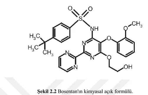 Şekil 2.2 Bosentan'ın kimyasal açık formülü. 