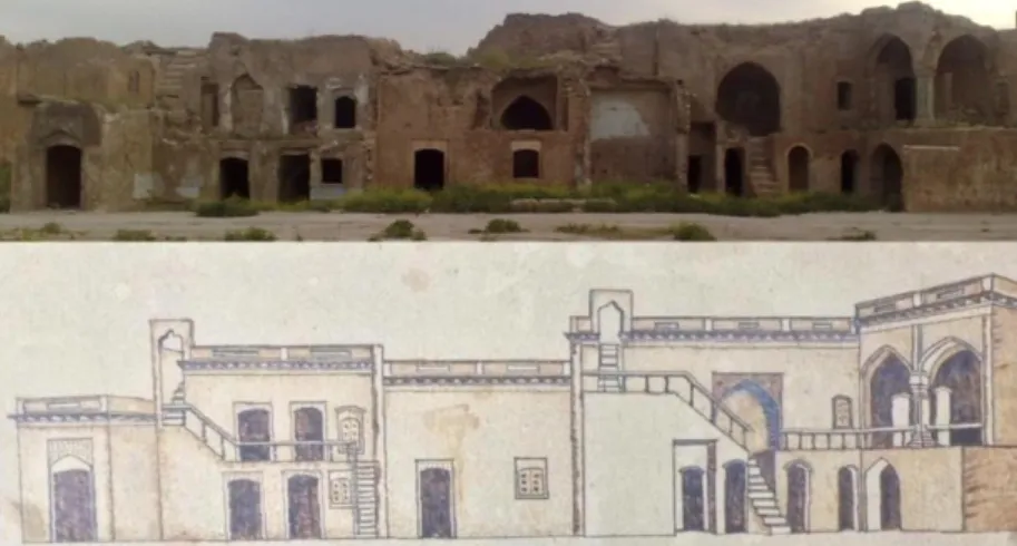 Figure  13.  The  restoration  of  four  neighboring  houses  in  Maydan  district, elevation (the author)