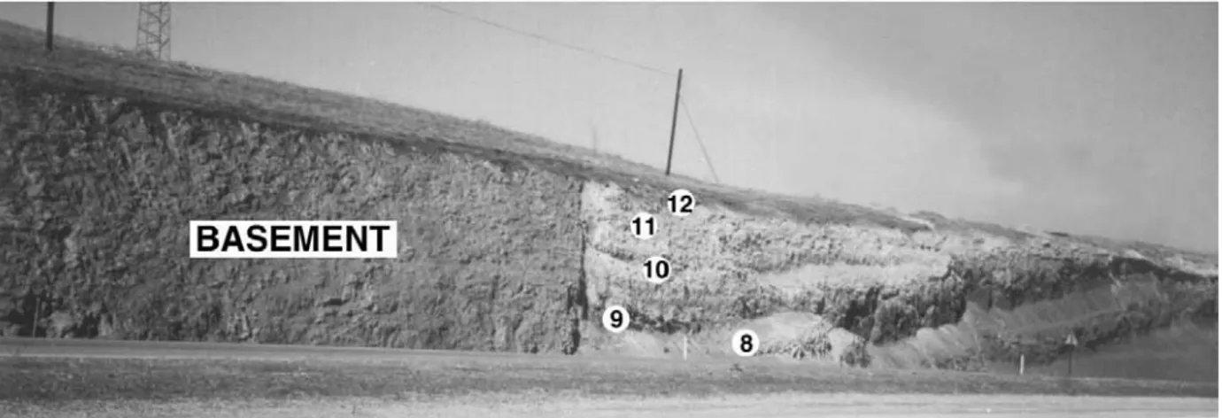 Figure 5. Main fault trace exposed in road-cut (see exploratory road-cut log) offsets all units