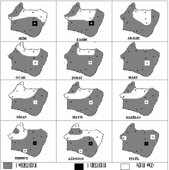 Figure 3. The results of trend test for each month on Sakarya basin. 