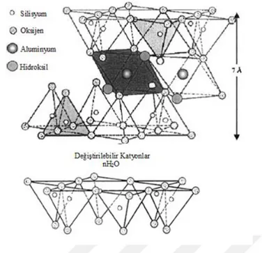 Şekil 1.7. Montmorillonit kilinin tek bir tabaka şekli (Borah ve ark., 2001)