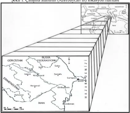 Şekil 1: Çalışma alanının (Azerbaycan’ın) lokasyon haritası 