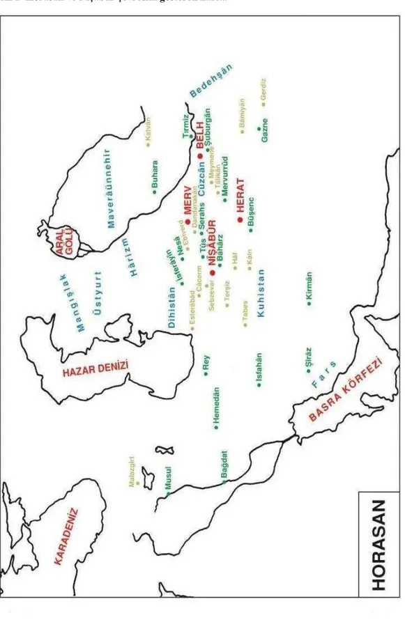 Şekil 2  Horasan ve Nişabur çevresini gösteren harita 1020