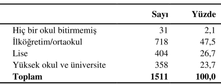 Tablo - 6: Eğitim Düzeyi 