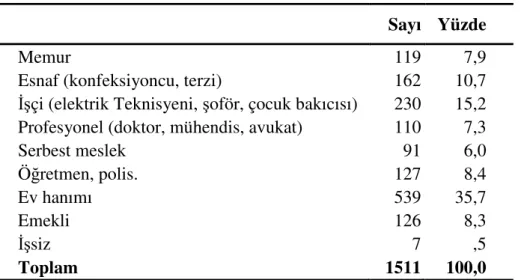 Tablo - 7: Meslek Kategorileri 