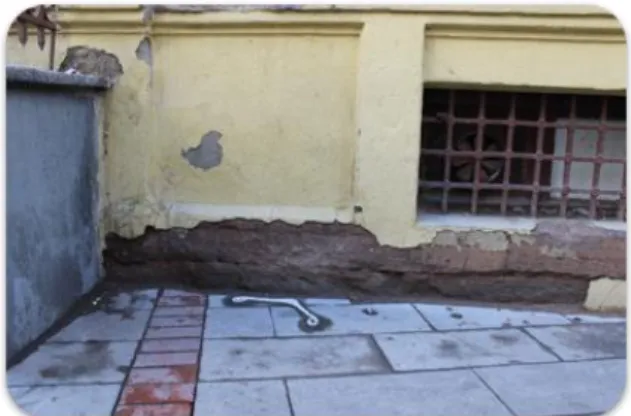 Figure 7. Damage occurred in building material with the capillary  water effect 