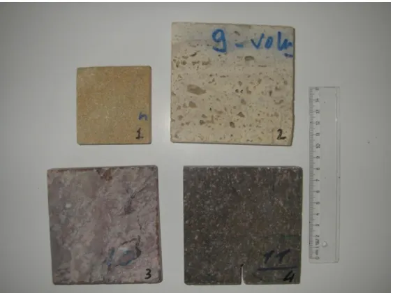 Figure 3. The studied samples of dolomitic limestones of Taza (5), Bejaad (6), and Gris (7), and Khenifra  basalt (8)