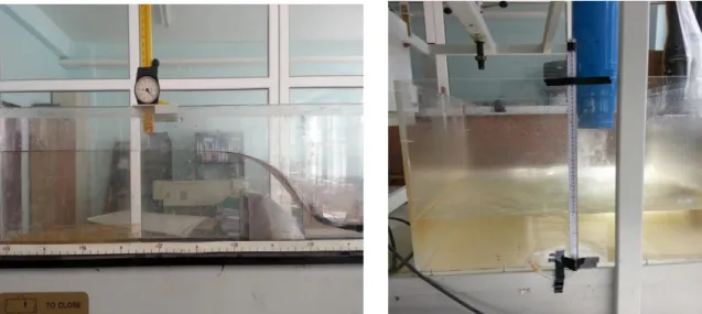 Figure 5. Water depth and discharge measurement points on the experimental set up 