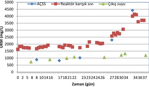 Şekil 4. Çalışma süresince pilot AKR ve AÇSS için UKM değişimi   (Figure 4. VS change in the SBR and ARW during the study) 