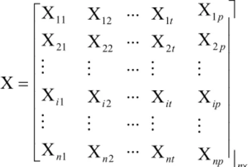Şekil 1 Kümelemede kullanılacak “ n p × ” Boyutlu Veri Matrisi 